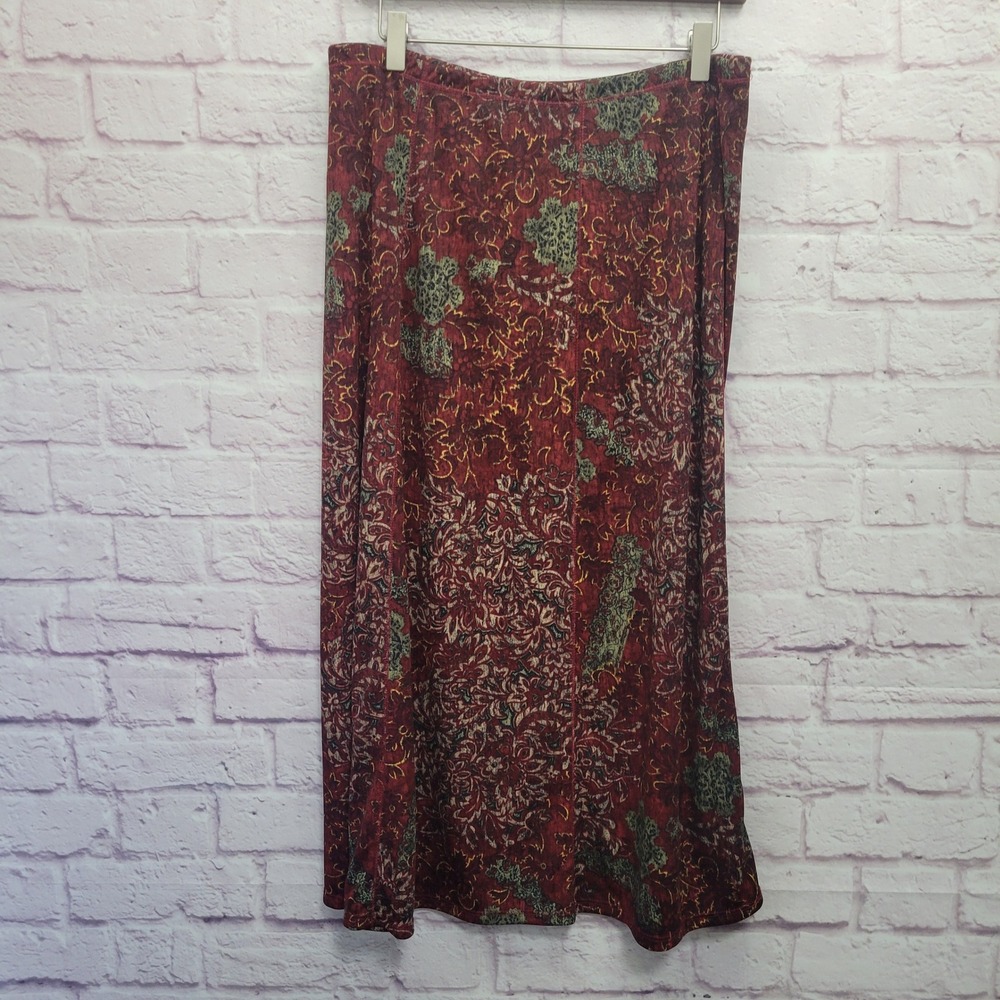 Bechamel Red Floral Skirt L Boho Whimsigoth Fairycore Grunge‎ Retro Stretchy